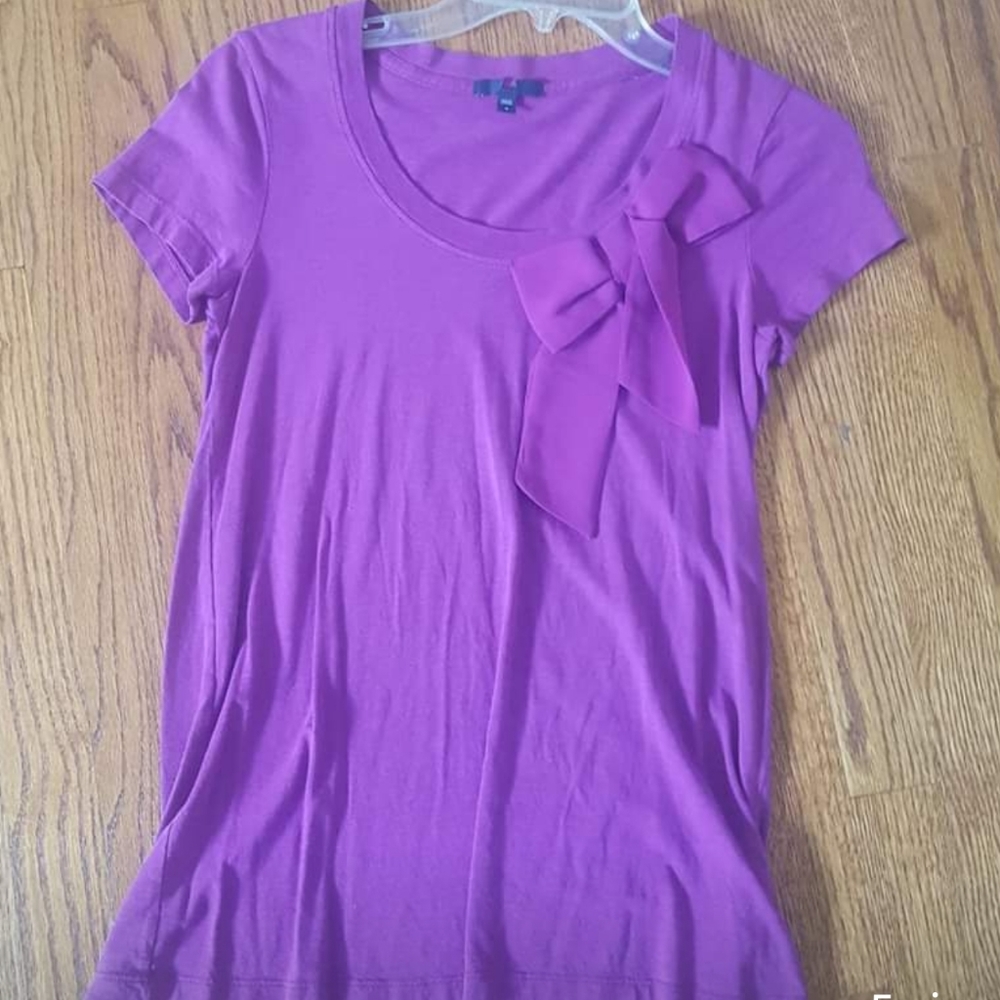 Gap Short Sleeve Purple Bow Top